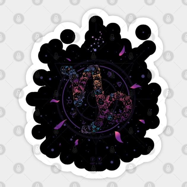 Capricorn Floral Zodiac Sticker by Eclecterie